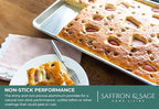 Commercial Quality Cookie Sheet and Rack - Aluminum Half Sheet Baking Pan and Stainless Steel Cooling Rack Set 13x18 Rust & Warp Resistant, Heavy Duty