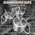 EWFEN 3 Ply Stainless Steel Sauce Pan Set with Lids, 1 & 2 & 3 Quart Multipurpose Cooking Pot, Stay-Cool Handle, Induction Oven Dishwasher Safe, 1QT & 2QT & 3QT