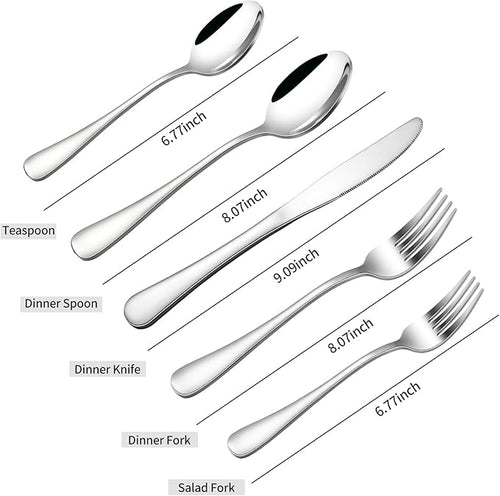 40-Piece Silverware Set, CXJY Stainless Steel Flatware Cutlery Set Service for 8, Utensils Include Knife Fork Spoon, Mirror Polished, Dishwasher Safe