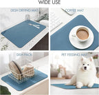 Drying Mat for Kitchen Countertops, Coffee Mat Hide Stain Rubber Backed Absorbent Dish Drying Mat
