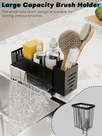 Kitchen Sink Caddy Organizer, Sponge Holder for Kitchen Sink with Upgraded Extra-Wide Drain Board, Efficient Drainage, Stainless Steel with Rust-Resistant Coating