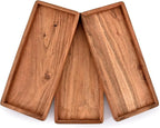 NIRMAN Acacia Wood Rectangular Wooden Platters for Home Decor, Food, Vegetables, Fruit, Charcuterie, Appetizer Serving Tray (13" x 5.5" x 0.75") (Set of 3)