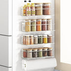 Magnetic Spice Rack For Refrigerator, Space Saving Magnetic Shelf For Fridge White 4 Pack
