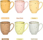 Esfour Ceramics Coffee Mugs Set Of 6, 14 Oz Large Handle Heavy Duty Cups - Microwave Dishwasher Safe - Latte, Cappuccino, Tea, Cocoa, Mocha - Men, Women, Home Office Daily Use, Blossom Assorted Colors