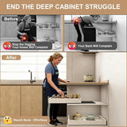 Pull out Cabinet Organizer,Width (7"-11") and Depth (17"-24") Expandable,No Drill Adjustable Slide out Drawers for Kitchen,Pantry,Adhesive Roll out Shelves,for Cabinets Without Lip,White