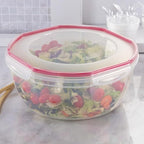 Sterilite Ultra-Seal 8.1 Qt Bowl, Large Airtight Food Storage Container, Latching Lid, Microwave and Dishwasher Safe, Clear With Red Gasket, 2-Pack