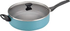 Farberware Dishwasher Safe Nonstick Jumbo Cooker/Saute Pan with Helper Handle -Aluminum, 6 Quart, Blue
