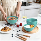 Wheat Straw Bowls Set of 6, 26 OZ Unbreakable Cereal Bowls for Family Meals, Reusable Dishes for Soup, Salad, Snacks, Microwave and Dishwasher Safe, for Kitchen, Camping, RV, Green