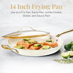 GOTHAM STEEL 14 Inch Frying Pan, Extra Large Frying Pan Skillet for Family Cooking, Non Toxic Ceramic Nonstick Coating PFOA PFOS Free, Ergonomic Stay Cool Handle, Oven and Diswasher Safe
