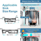 iSPECLE Small Sink Dish Drying Rack, 9" W Expandable Compact Rust Resistant Dish Drainer for RV Apartment Kitchen, Dish Rack with Lock Knob, Arms with Non Slip Rubber, Black