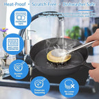 Kitchen Scrub Brush with Handle, Non-Scratch Extra Strong Cleaning Brush for Wok, Cast Iron, Pans, Oven Racks, Air Fryer - Strong Model