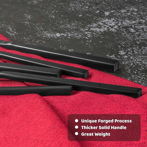 Alata Cube Matte Black 40-Piece Flatware Set, Forged Cutlery Set, Service for 8, Stainless Steel Tableware with Square Handle for Home/Restaurant, Dishwasher Safe