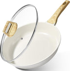 GiPP Ceramic Nonstick Frying Pan with Lid - 12" Healthy Non-Toxic Non Stick Skillet Omelette Pans, Induction Compatible Chef Pan, PFAS & PFOA-Free, Dishwasher Safe, Stay Cool Handles