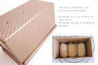 monfish Pullman Loaf Pan w Cover Bread Toast Mold corrugated loaf Pan w lid 1lb dough Alluminumed Steel Non Stick Gold (8.5X4.75X4.375INCH)