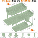 Sevenblue Under Sink Organizer, Bathroom Organizers and Storage, 2 Tier Multi-Use Pull Out Cabinet Organizer with Hang Hooks and Cups (Green, 4 Pack)