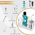 Toothbrush Holders for Bathrooms, Carbon Steel Tooth Brushing Holder Electric Toothbrush and Toothpaste Organizer Bathroom Accessories for Countertop, Shower, Sink - White