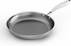 COOKER KING 8-Inch Stainless Steel Pan, Hybrid Nonstick Frying Pan, Skillet, 3-Ply Clad Cookware, Even Heat Distribution, Dishwasher & Oven Safe, with Stay-Cool Handle, Induction Compatible
