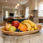 BTEOBFY 15-Inch Wavy Wooden Fruit Bowl - Handcrafted Solid Wood Decorative Basket for Kitchen Countertop - Large Rustic Dough Bowl Centerpiece, Natural Driftwood Decor for Bread & Snacks