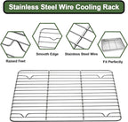 Baking Sheet Tray Cooling Rack with Silicone Baking Mat Set, Stainless Steel Cookie Pan For Oven, Set of 9 (3 Sheets + 3 Racks + 3 Mats), Warp Resistant & Heavy Duty & Easy Clean, Red