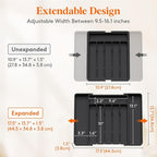 Lifewit Silverware Drawer Organizer, Expandable Utensil Tray for Kitchen, BPA Free Flatware and Cutlery Holder, Adjustable Plastic Storage for Spoons Forks Knives, 11-18 x 14", Black