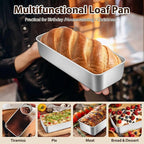 P&P CHEF Loaf Pans for Baking Bread, 12 x 5 Inch Large Stainless Steel Bread Loaf Pan Tins for Homemade Meatloaf Cake Brownies, Healthy & Sturdy, Oven & Dishwasher Safe, 2Pcs