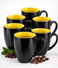 GBhome 12oz Coffee Mugs Set of 6, Large Ceramic Coffee Mugs for Man, Woman, Dad, Mom, Modern Coffee Mugs Set with handle for Tea/Latte/Cappuccino/Milk/Cocoa. Dishwasher&Microwave Safe,Yellow