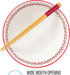 Silver Buffalo Hello Kitty Red Stripes and Bows Ceramic Ramen Noodle Rice Bowl with Chopsticks, Microwave Safe, 30 Ounces
