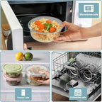 30oz Glass Meal Prep Containers with Lids, Airtight 3.75 Cup Food Storage Containers Set, Heat-Resistant BPA-Free Glass Containers for Soup Leftover, Microwave, Dishwasher, and Freezer Safe (4 Packs)