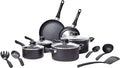 Amazon Basics Ceramic Non-Stick Cookware 15-Piece Set, Pots, Pans and Utensils, Black