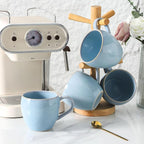 Coffee Mugs Set of 4, Stoneware 16 Oz Coffee Mugs for Cappuccino Latte Cocoa and Tea, Ceramic Coffee Cups with Handle,Sky Bule Mugs for Housewarming Gifts, Microwave and Dishwasher Safe
