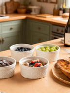 12 oz Ramekin Oven Safe, Creme Brulee Ramekins with Lids, Small White Ceramic Ramekin, Mini Baking Bowls with Cover Set of 4, Ramekins Assorted Sizes