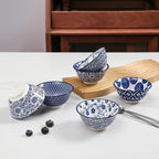 Selamica Ceramic Mini Bowl Set, 4 oz Dipping Bowls for Snack Side Dishes Condiment, Set of 6, Vintage Blue
