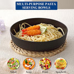 HOMQUEN Pasta Bowls Set of 6, 37oz Salad Bowls Black Soup Bowls, Large Pasta Serving Bowls, Unbreakable Plastic Dinner Bowls, Dinnerware Sets,Valentines Day Gift, Dishwasher Safe (Black)