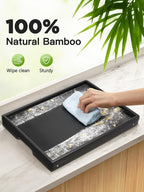 Bamboo Bed Tray Table with Foldable Legs, Breakfast Tray for Sofa, Bed, Eating, Working, Used As Laptop Desk Snack Tray by Pipishell (Black)