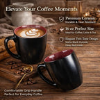 GBhome 12oz Coffee Mugs Set of 6, Large Ceramic Coffee Mugs for Man, Woman, Dad, Mom, Modern Coffee Mugs Set with handle for Tea/Latte/Cappuccino/Milk/Cocoa. Dishwasher&Microwave Safe,Red