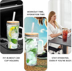 ANOTION Glass Cups with Lids and Straws - 24 oz Tumbler with Handle Christmas Coffee Cups Glass Straws Mason Jar Cups Drinking Set Kitchen Essentials Coffee Bar House Warming Gifts New Home