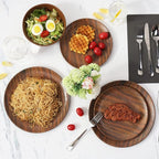 TP 18-Piece Dinnerware Set, Melamine Dishes Set with Bowls and Plates, Service for 6, Non-breakable Lightweight Dining Tableware, Rosewood Grain
