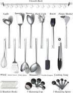 Stainless Steel Cooking Utensils Set,Kyraton 37 Pieces Kitchen Utensils Set, Kitchen Tool Gadgets Set with Utensil Holder Non-Stick and Heat Resistant Dishwasher Safe