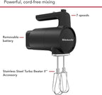 KitchenAid Go Cordless Hand Mixer - battery included, KHMR762, Black Matte