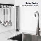Tomorotec 17.7" x 12.5" Roll Up Dish Drying Rack Over Sink Drying Rack Sink Cover Kitchen Sink Accessories Gadget Multipurpose Organizer Foldable Stainless Steel Drainer
