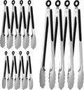 12 Pcs Stainless Steel Kitchen Tongs, 7/9/12 Inches Heat Resistant Cooking Tongs Heavy Duty Metal Locking Tong Non-Slip Metal Food Tong for Cooking Food Grill Salad BBQ