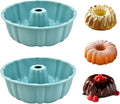 2 Pack Silicone Cake Pan Nonstick,10 Inch, Silicone Cake Molds,Pound Cake Pan, Baking for Jello,Gelatin,Cake,Brownie and Bread (Blue+Blue)