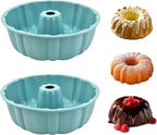 2 Pack Silicone Cake Pan Nonstick,10 Inch, Silicone Cake Molds,Pound Cake Pan, Baking for Jello,Gelatin,Cake,Brownie and Bread (Blue+Blue)