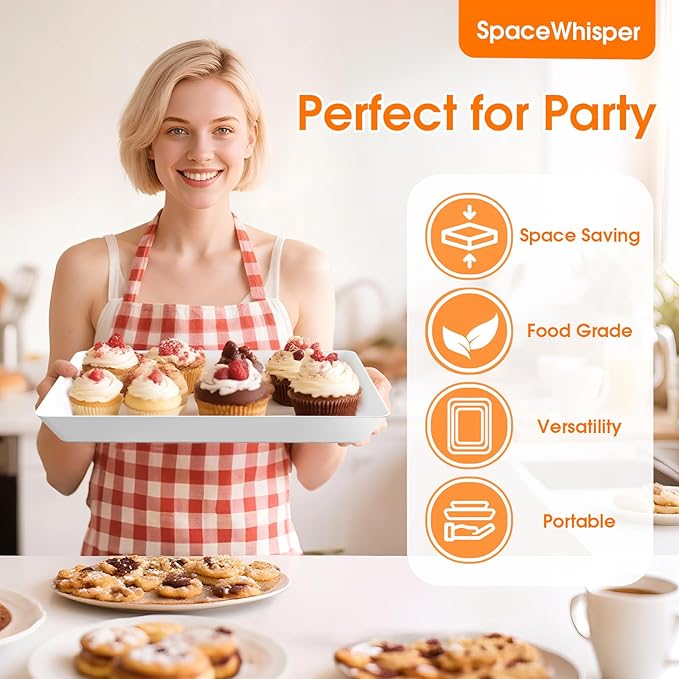 SpaceWhisper 9 Pack Serving Tray, Serving Platters for Snacks, Fruit, Cookies, Dessert, Large Reusable Rectangular Party Platters,3 Pack of 3 Size Set Large 16"*11",Medium 14"*9",Small 12"*7"
