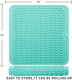 MicoYang Silicone Dish Drying Mat for Multiple Usage,Easy clean,Eco-friendly,Heat-resistant Silicone Mat for Kitchen Counter or Sink,Refrigerator or Drawer liner Mint M 12 inches x 12 inches