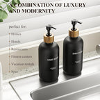 Cisily Dish Soap Dispenser Set 2 Pack 16.9oz Black Glass Bottle, Dish Soap Dispensers, Vintage Hand and Dish Soap Dispensers Set