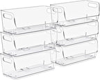 Sorbus Stackable Storage Bins Open Front, Clear Stackable Storage Bins, Pantry Bins for Storage and Organization, Acrylic Stackable Bins for Kitchen, Clear Pantry Organizer Bins (Small Narrow 6 Pack)