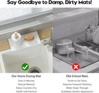2PCS 10"x 5" Large Bathroom Sink Vanity Trays, Water Absorbing Diatomite Stone Quick Drying Mat for Kitchen Counter, Dish Rack Dispensers Sponge Holder Caddy Organizer, Marble White, 10"x 5"