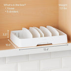 YouCopia StoraLid Food Container Lid Organizer for Kitchen Cabinet Storage with 5 Adjustable Dividers, 10.5''D × 13.4''W × 3.3''H, Large Classic Edition, White