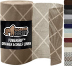 GORILLA GRIP powerGRIP Drawer Shelf and Cabinet Liner, Thick Strong Hold, Non-Adhesive Liners Protect Kitchen Cabinets and Cupboard, Bathroom Drawers, Easy Install, Breathable Mat, 12" x30', Beige